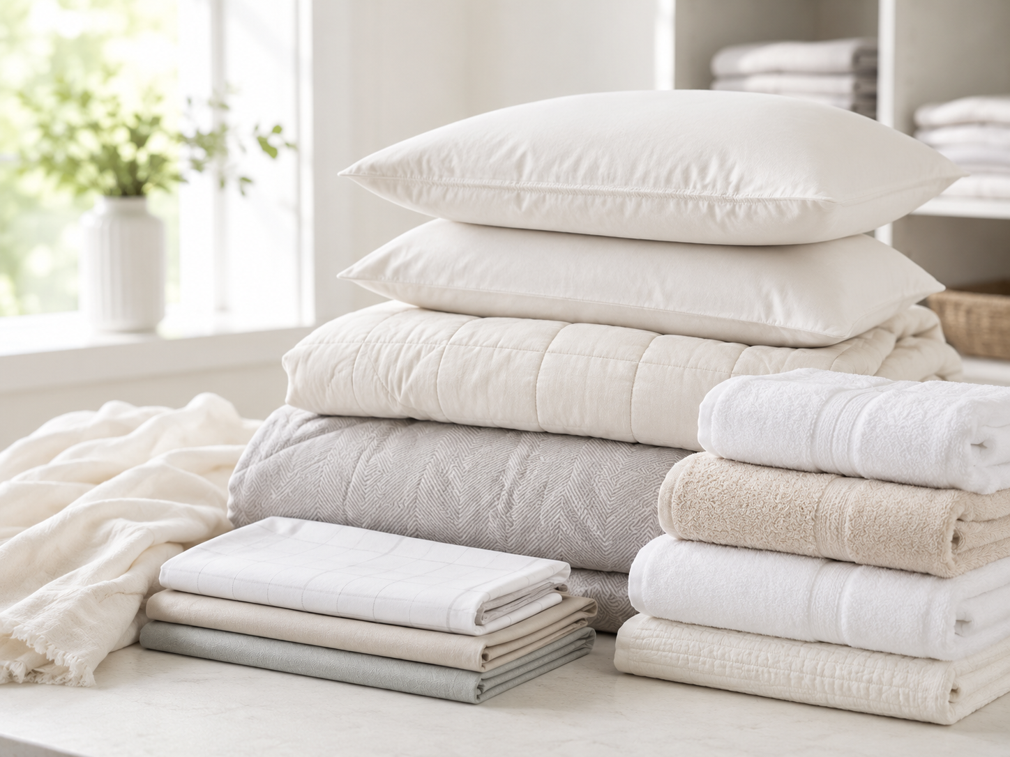 Chăn ga và đồ vải gia đình được Blanc làm sạch mềm mại